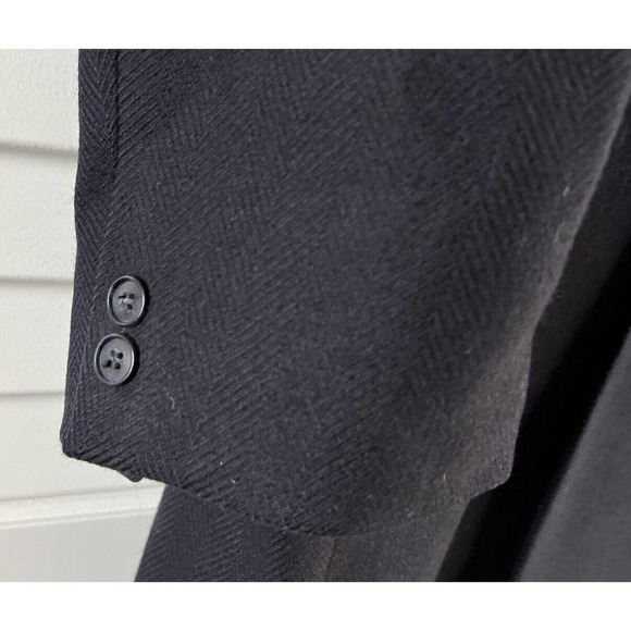 VTG Pierre Cardin Couture Mens Long Wool Top Dress Coat Overcoat Navy Blue - Picture 5 of 12